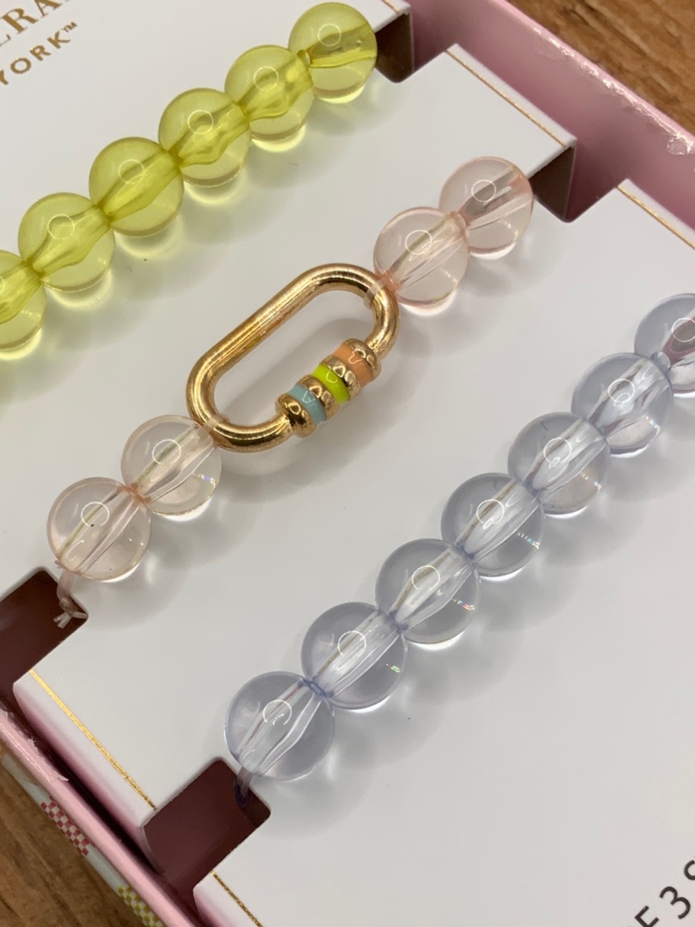 Isaac Mizrahi Beaded Bracelet Trio in Yellow, Pink, Clear